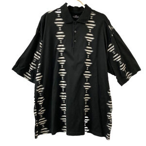 Bugatchi Uomo Short Sleeve Polo Shirt Men XL Black Southwestern Hawaiian Coastal